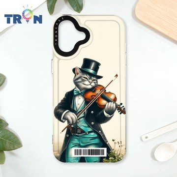 TRON IPhone 16 PLUS 小提琴 鋼琴紳士貓咪 防摔太空載具殼 透黑 軟硬 手機殼