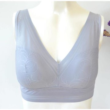 簡約性感無痕提花薄款無鋼圈睡眠文胸大胸顯小收副乳女士背心內衣