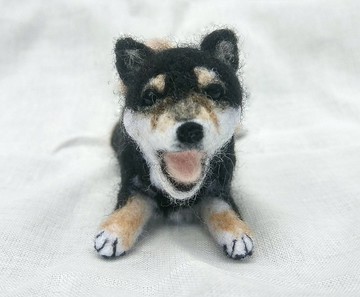 羊毛氈 寵物 復刻 仿真 狗狗 - 三色 柴犬 黑柴 伏下 姿勢植毛款