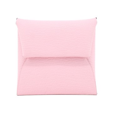 Hermes 愛馬仕 Bastia 羊皮迷你雙折扣式零錢夾(3Q櫻花粉)