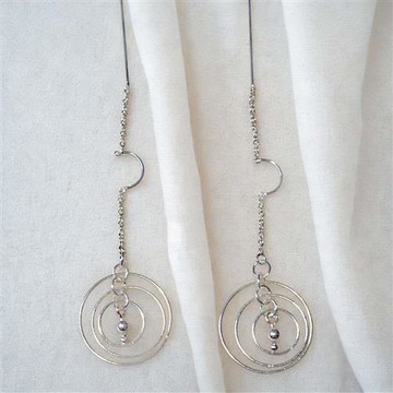 【摩達客】多層次圓環垂墜式耳飾耳針耳環