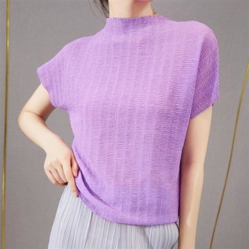 【巴黎精品】現貨+預購 三宅風皺褶衣服褶皺上衣-短袖摺衣壓褶褶皺肌理感薄款素色折衣女T恤7色a1jq67