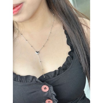 【簡約心境】𝐌𝐨𝐨𝐧𝐥𝐢𝐭₊⁺🇰🇷 極愛心圓珠Y字項鍊 𝟑𝟏𝟔醫療鋼系列 極簡 百搭 萬年不敗
