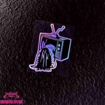 TLP鐳射車貼 午夜兇鈴山村貞子爬出電視錄像帶恐怖電影防水貼紙