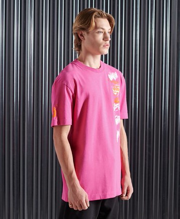 Superdry Men's Men's Super 5 Deconstruct T-Shirt Pink / Neon Pink - Size: XS/S