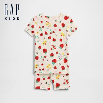 【GAP】兒童及babyGap 100%有機棉草莓睡衣組-草莓米色花卉(869182)