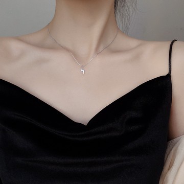 現貨-s925銀小眾設計閃電項鍊女潮簡約choker鎖骨鏈ins酷氣質網紅頸鍊-D158