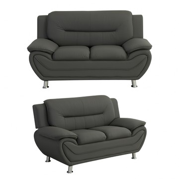 【IDEA】溫頓飽滿舒適貓抓皮革雙人沙發椅/貓抓皮沙發(2色任選)灰色
