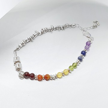 彩虹Rainbow不規則純銀手鏈