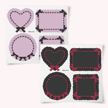 緞帶荷葉邊標籤貼紙 16張組