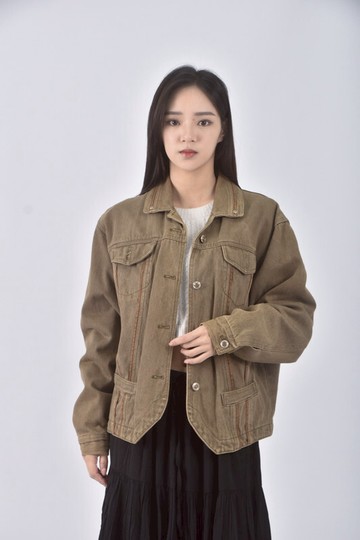 (L) u2 girls丹寧牛仔質感棉質純棉綠色外套