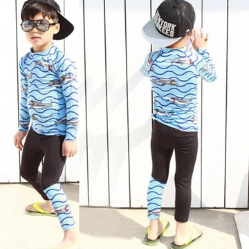 Biki比基尼妮泳衣，小鯊長袖泳衣男童兒童泳衣泳裝(M-4XL)