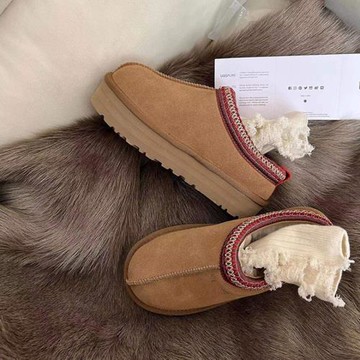 包頭拖鞋皮毛一體雪地靴女短筒加厚懶人鞋一腳蹬外穿民族風棉鞋