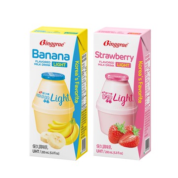【蝦皮直營】韓味不二 Binggrae風味牛奶-Light版-清爽新上市200MLX6入/組 (香蕉/草莓)口味任選