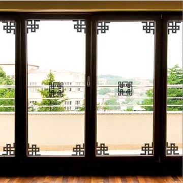中式古典角貼玻璃門窗戶對角花貼 玻璃櫥窗墻貼紙 家居裝飾墻貼1入