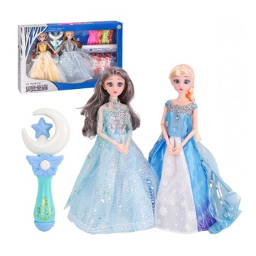 冰雪魔法公主2入娃娃套裝組(附魔法棒)(10件衣服+鞋子配件)(022)【888便利購】