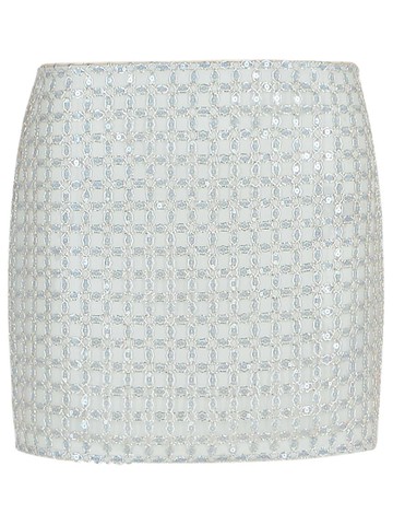 Rotate Birger Christensen 'Beaded' Beige Polyester Miniskirt