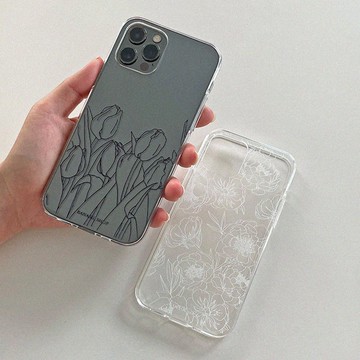 黑鬱金香手繪_Jelly 硬殼手機殼_MagSafe