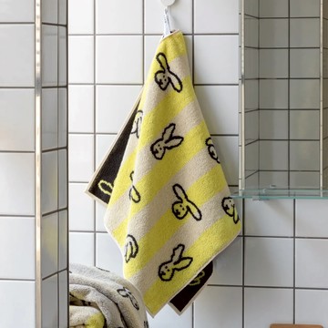 韓國 WARMGREY TAIL 純棉毛巾 黃條紋兔 40 x 80