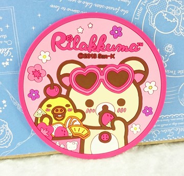 【震撼精品百貨】Rilakkuma San-X 拉拉熊懶懶熊 圓杯墊 粉 震撼日式精品百貨