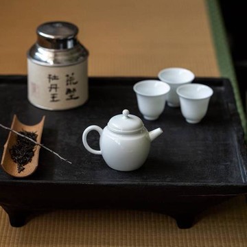 甜白釉手工小品壺茶壺單個家用陶瓷F沖茶器帶過濾泡茶水壺功夫茶