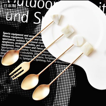 日本進口高桑金屬不銹鋼咖啡勺茶攪拌勺子可愛水果甜品點心叉長柄