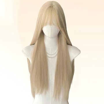 假髮 金色假髮 長直髮 全頭套式 女生假髮 模擬真髮 假髮套 彌海砂同款 COS用假髮 透氣 自然 仿真人 蓬鬆 071