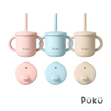 【PUKU 藍色企鵝】午茶雙蓋矽膠吸管馬克學習杯275ml-(三色)