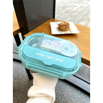 可愛卡通304不銹鋼飯盒學生午餐盒兒童帶湯碗保溫便當盒四格餐盤