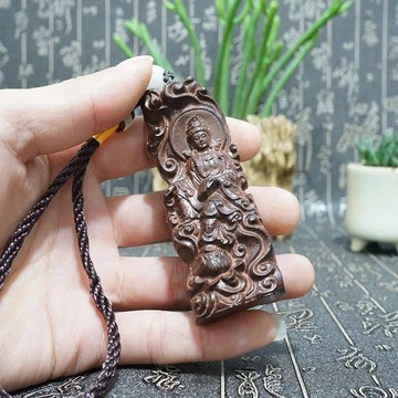 越南沉香木雕觀音吊墜木質車掛工藝品手把件實木雕刻禮品擺件