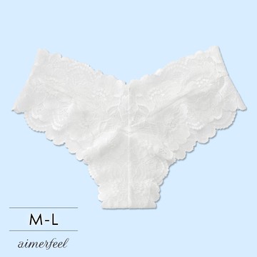 單品內褲交叉蕾絲全蕾絲半包臀內褲單品內褲-白色-603724-W