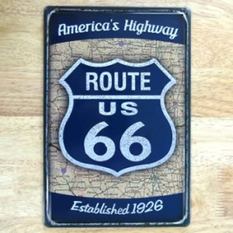 アメリカン ブリキ看板 ROUTE US 66 BL ルート66 マップ ガレージ