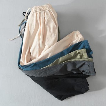 夏季男士純棉九分褲寬松束腳休閑褲潮牌青年便單長褲薄款小腳男褲