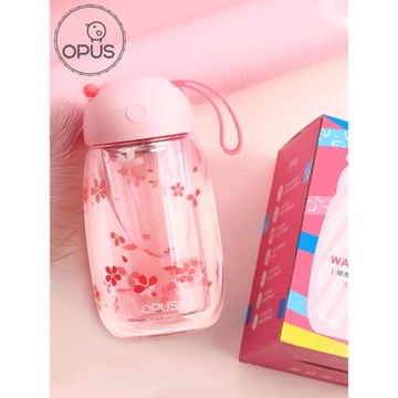 opus雙層玻璃杯 女士水杯子便攜泡茶杯可愛玻璃創意隨手杯花茶杯