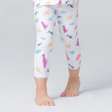 恐龍童趣溫灸刷毛九分發熱褲(純淨白 童70-90)