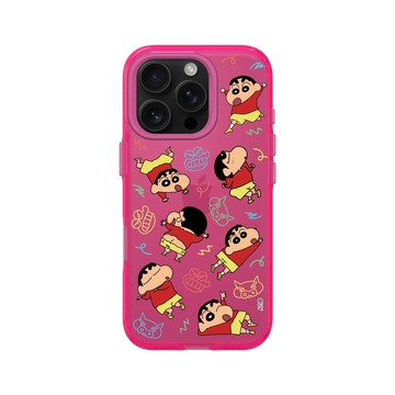 iPhone 16 Pro Clear 粉漾桃 - 蠟筆小新 Crayon Shinchan - 小新塗鴉拼貼款