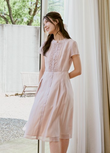 爛漫絮語荷葉飾歐根紗洋裝