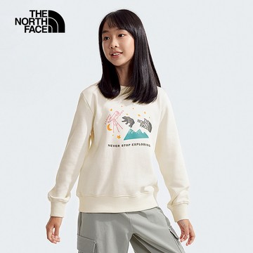 兒童米白色純棉舒適大尺寸印花長袖上衣｜89XUQLI