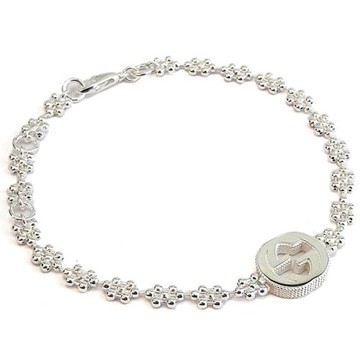 GUCCI Interlocking G 925純銀雙G墜飾雪花手鍊