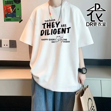 最後出清▼DR更衣室-短袖T恤 韓版休閒牛奶絲英文字母印花短袖上衣 寬鬆 圓領 衣服 大尺碼5XL【NL624386】