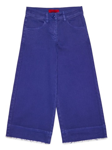 MAX&Co. Kids - distressed-finish straight-leg trousers - kids - Cotton/Elastane - 10 yrs - Blue