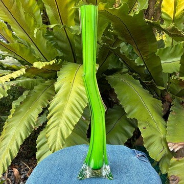復古風格 五〇年代 Viking Glass 萊姆綠 曲枝造型小花瓶