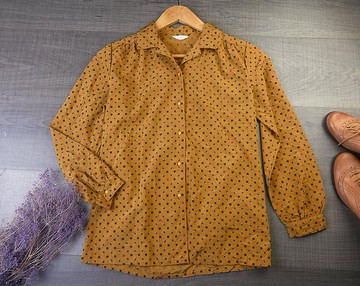 女士復古黃色襯衫| 尺碼S | 女士