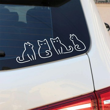 貓咪汽車貼紙 24cm 車窗貼紙 創意車貼 防水車貼 車用貼紙 車身貼紙 趣味車貼 玻璃貼【CW0420】普特汽車精品