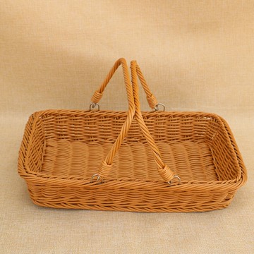 仿藤編織手提籃洗澡籃子水果收納籃筐食品級純手工編蔬菜收納籃