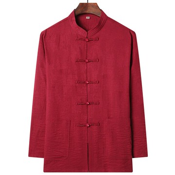 唐裝上衣長袖漢服-中年寬鬆薄款盤扣男外套3色74fo32【獨家進口】【米蘭精品】