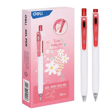 得力Deli彩夾鋼珠筆/EG22-RD/紅色/0.5mm