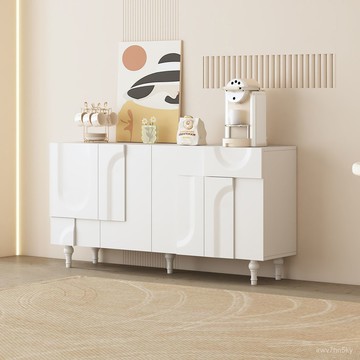 全臺可上門安裝 開立統編 新款奶油風餐邊櫃一體靠墻儲物櫃玄關置物櫃廚房家用大容量茶水櫃