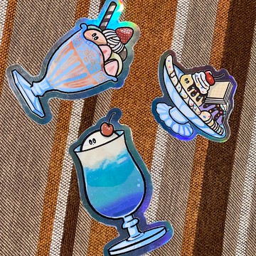 LLCXY 昭和甜點雷射貼紙