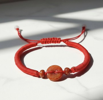 【願‧平安】紅翡翡翠平安扣編織手鍊 | 天然緬甸玉翡翠A貨 |送禮